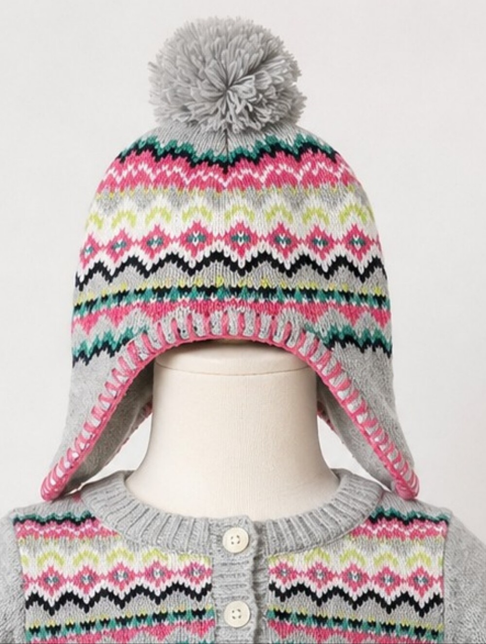 Carter’s | Baby Girl Fair Isle Sweater Dress Outfit Set w/ Hat, Booties & Socks - Picture 3 of 15